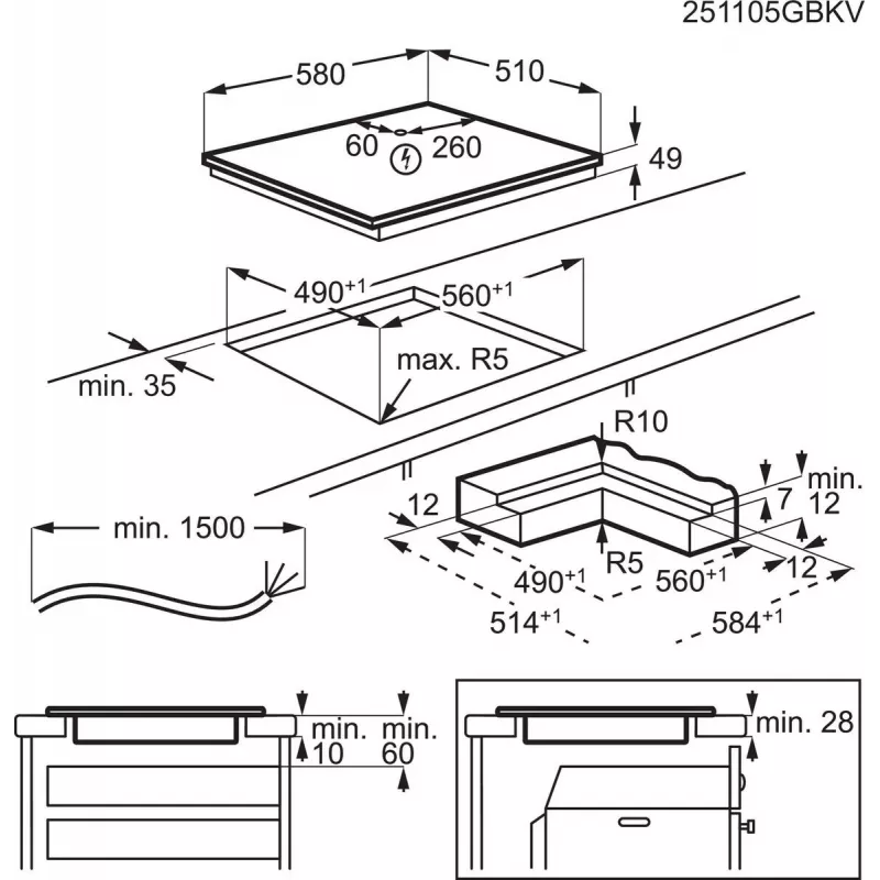 Electrolux Serie 700 EIS62453IZ Czarna płyta indukcyjna do zabudowy 60 cm, 4 pola grzewcze