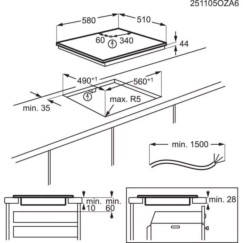 Electrolux Serie 700 EIS62453IZ Czarna płyta indukcyjna do zabudowy 60 cm, 4 pola grzewcze