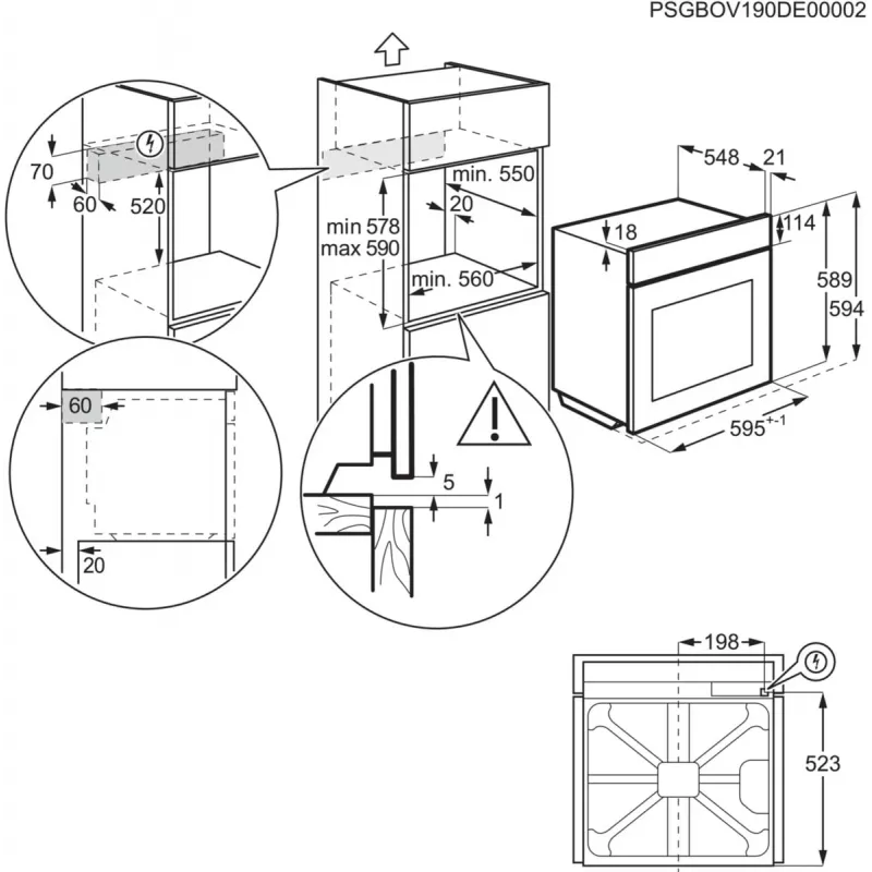 Electrolux EOF4P56X 72 L Czarny, Stal nierdzewna