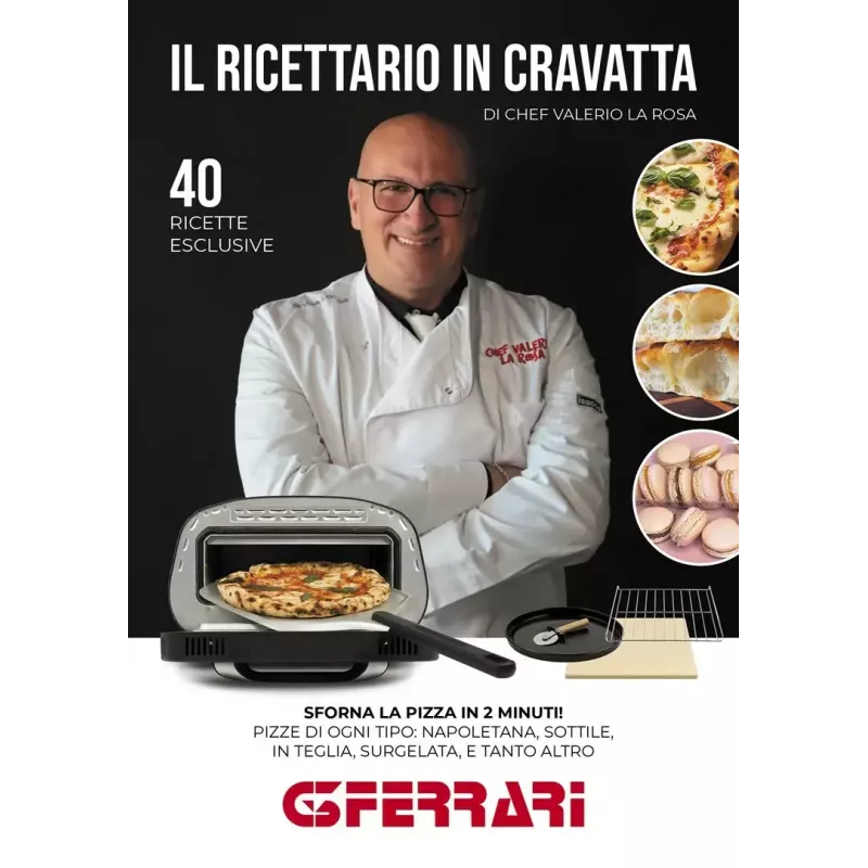 Nablatowy piec do pizzy elektryczny G3FERRARI G1018600 PRONTO PIZZA — 1700 W, kamienna powierzchnia do pieczenia, maks. 420°C, mieści pizzę o średnicy 32 cm