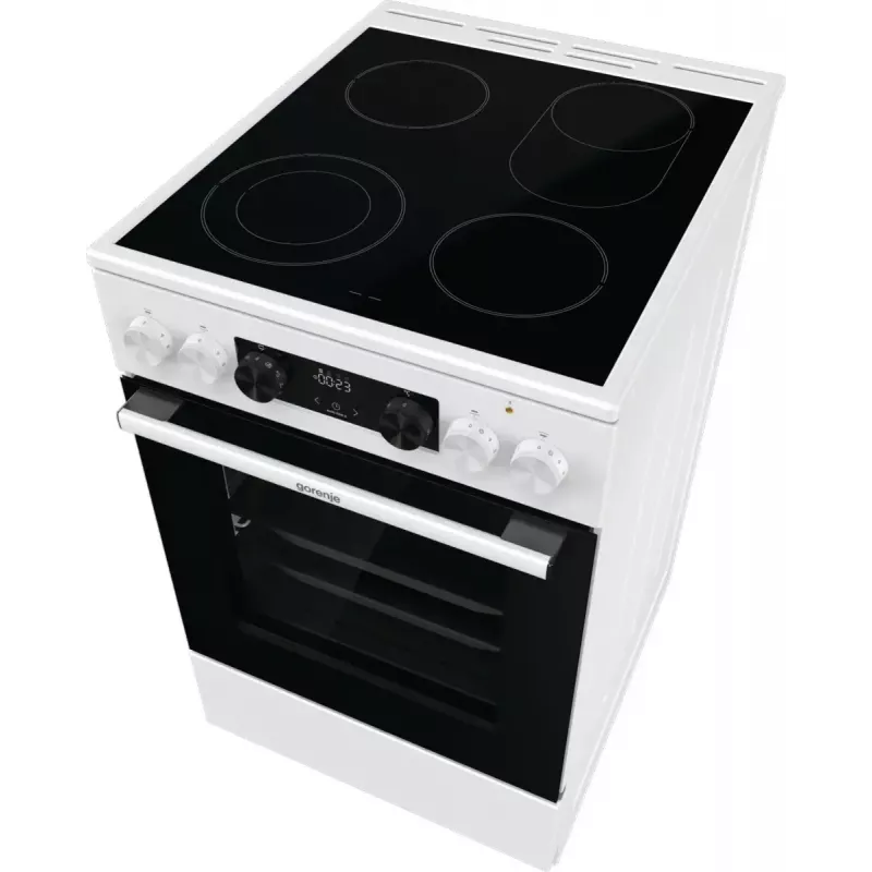 Kuchenka wolnostojąca Gorenje GECS5C70WA Płyta grzewcza elektryczna, 4 strefy, biała, piekarnik 70 l, pokrętła, wyświetlacz LED