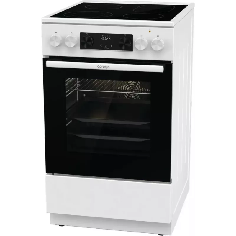 Kuchenka wolnostojąca Gorenje GECS5C70WA Płyta grzewcza elektryczna, 4 strefy, biała, piekarnik 70 l, pokrętła, wyświetlacz LED