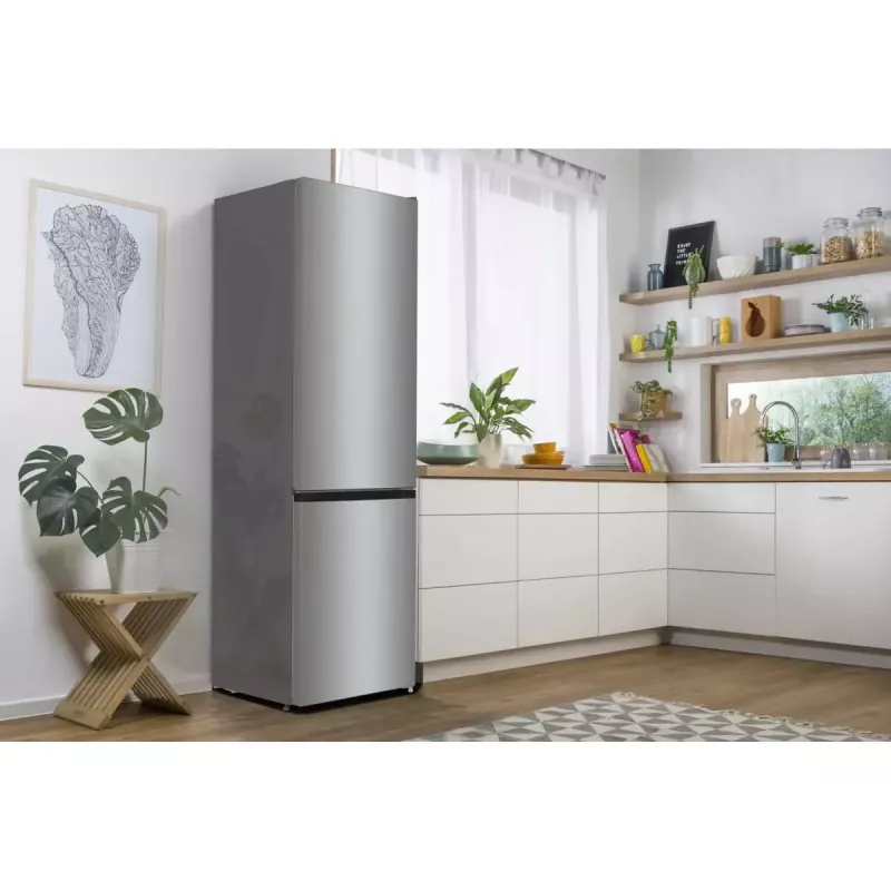 Wolnostojąca lodówko-zamrażarka Gorenje NRK6202EXL4, pojemność całkowita 331 l (chłodziarka 235 l / zamrażarka 96 l), stal nierdzewna, wyświetlacz LED