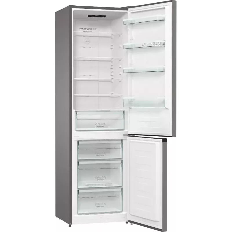 Wolnostojąca lodówko-zamrażarka Gorenje NRK6202EXL4, pojemność całkowita 331 l (chłodziarka 235 l / zamrażarka 96 l), stal nierdzewna, wyświetlacz LED