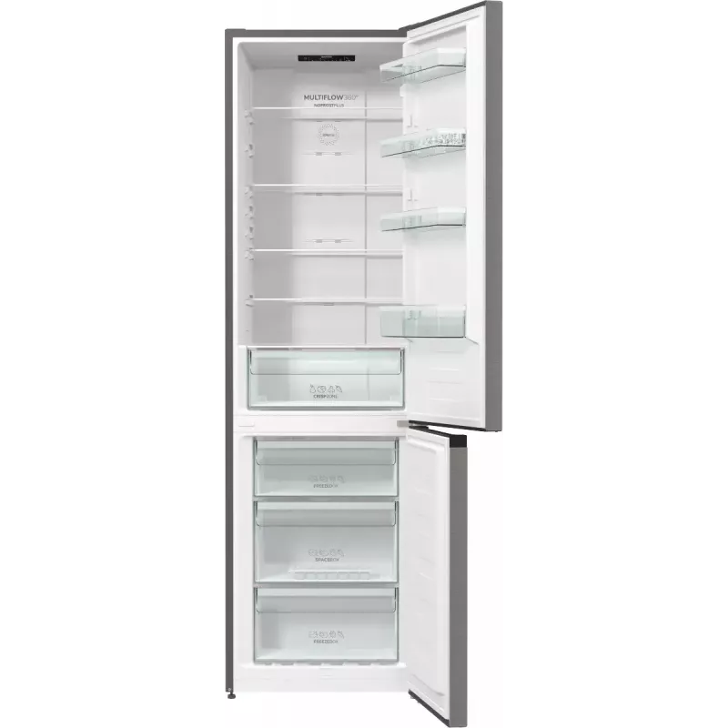 Wolnostojąca lodówko-zamrażarka Gorenje NRK6202EXL4, pojemność całkowita 331 l (chłodziarka 235 l / zamrażarka 96 l), stal nierdzewna, wyświetlacz LED