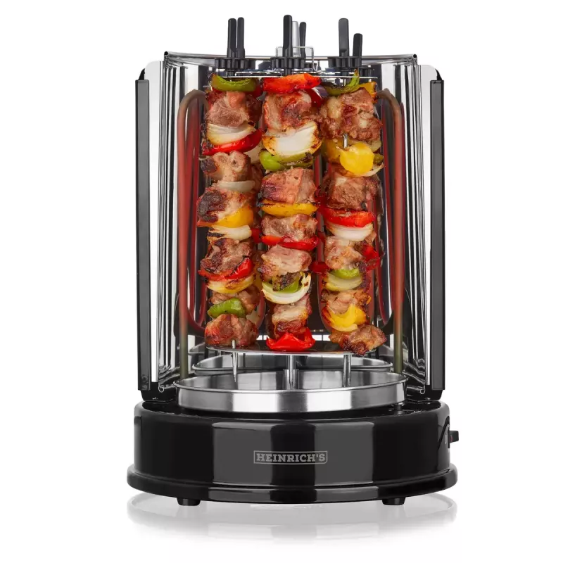 Grill kontaktowy HEINRICH'S HDG 8687 — 1400 W, okrągły, czarny, 250×360 mm