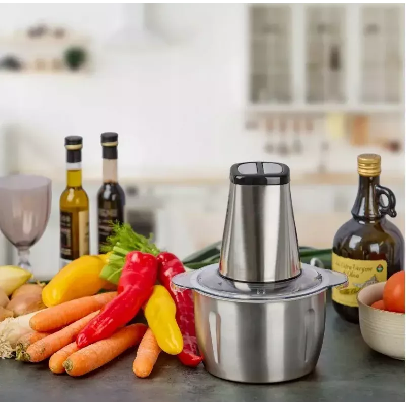 Siekacz elektryczny HEINRICH'S HMZ 8849 — 2 l, 500 W, kruszenie lodu, krajalnica do warzyw i owoców, szary