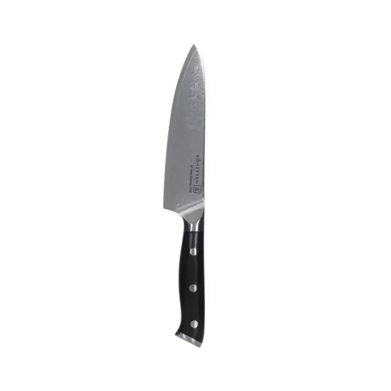 Nóż uniwersalny KOHERSEN Elegance z hebanowego drewna, ostrze damasceńskie 12,7 cm, całkowita długość 243 mm, waga 127 g