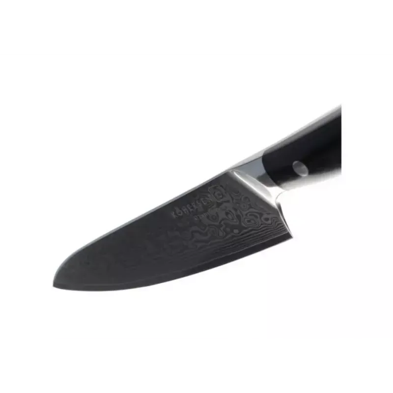 Nóż uniwersalny KOHERSEN Elegance z hebanowego drewna, ostrze damasceńskie 12,7 cm, całkowita długość 243 mm, waga 127 g