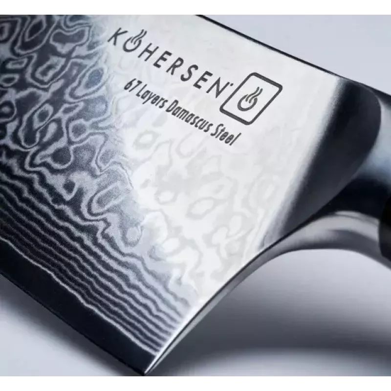 Tasak KOHERSEN Elegance Ebony Wood ze stali damasceńskiej 16,5 cm, 60 HRC, rękojeść 13 cm, 335 g