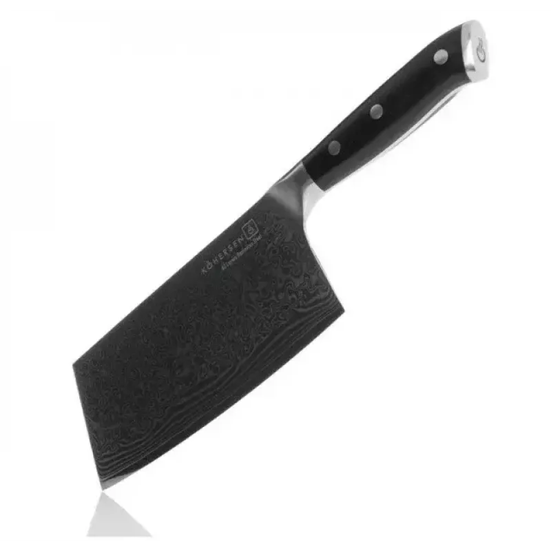 Tasak KOHERSEN Elegance Ebony Wood ze stali damasceńskiej 16,5 cm, 60 HRC, rękojeść 13 cm, 335 g