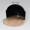 Pojemnik na chleb Maestro MR-1678G-Czarny — owalny pojemnik do przechowywania pieczywa, tworzywo sztuczne z pokrywą bambusową, 350×200×250 mm