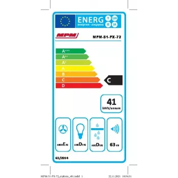 Okap podszafkowy MPM MPM-51-PX-72 Czarny, 500 mm, 175 m³/h, 3 prędkości, aluminiowy filtr przeciwtłuszczowy