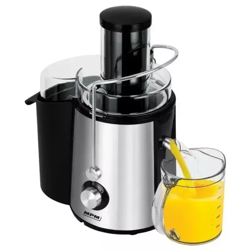 Wyciskarka wirnikowa MPM MSO-18-M, silnik 1000 W, pojemnik na sok 1 L, regulacja 2-stopniowa, stal nierdzewna, czarny/srebrny