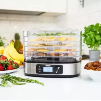 Suszarka do żywności MPM MSG-12 dehydrator, 6 tac, 380 W, 35–75 °C, timer 0,5–36 h, obudowa ze stali nierdzewnej