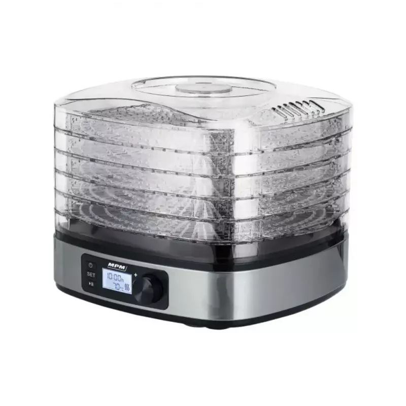 Suszarka do żywności MPM MSG-12 dehydrator, 6 tac, 380 W, 35–75 °C, timer 0,5–36 h, obudowa ze stali nierdzewnej