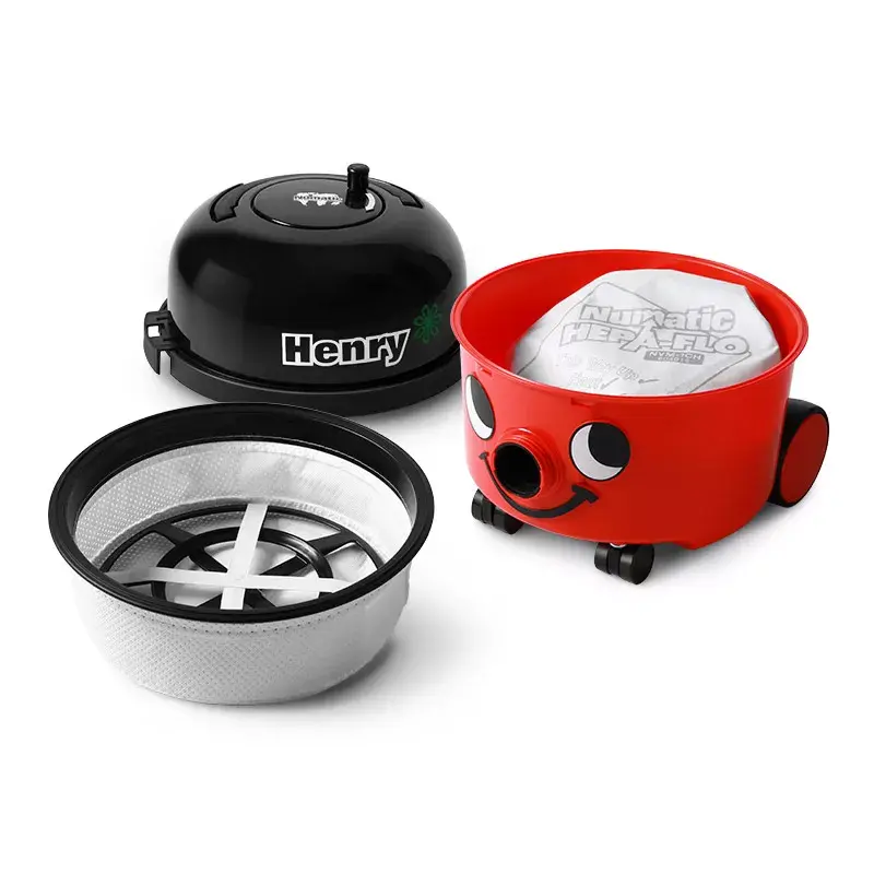 Odkurzacz cylindryczny NUMATIC HENRY HVR200-11 — worek na kurz 9 l, 620 W, HEPA 11, przewód 10 m, czerwony