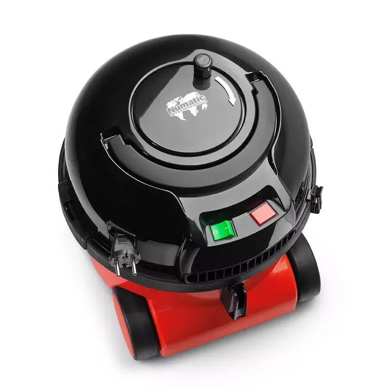 Odkurzacz cylindryczny NUMATIC HENRY HVR200-11 — worek na kurz 9 l, 620 W, HEPA 11, przewód 10 m, czerwony