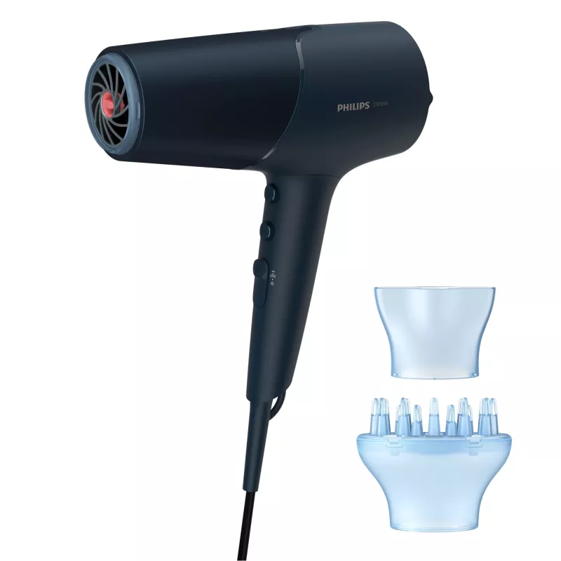 Suszarka do włosów Philips BHD512/00 2300 W, 6 ustawień ciepła/prędkości, jonizacja, dyfuzor i koncentrator, granatowy
