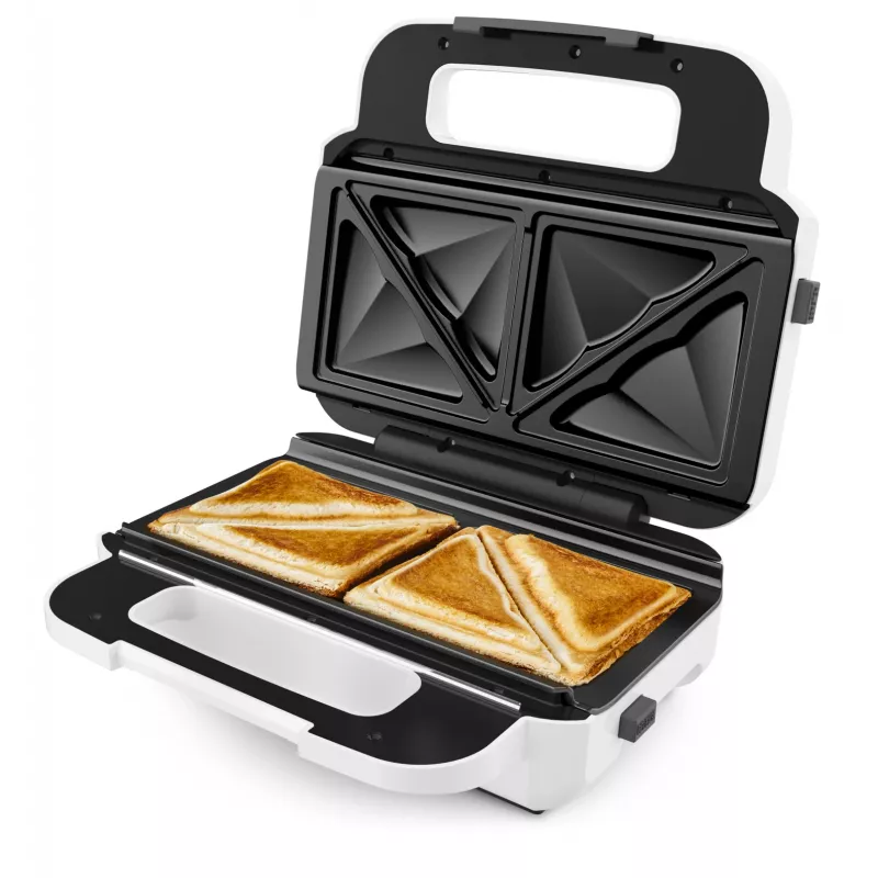 Opiekacz do kanapek Tefal SW7011 — 850 W, stal nierdzewna i biała, kompaktowy 238×276×98 mm