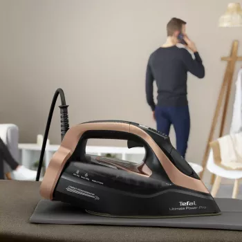 Tefal Ultimate Power Pro FV9E50 Żelazko parowe i suche Durilium AirGlide Autoclean 3200 W Czarny, Miedziany