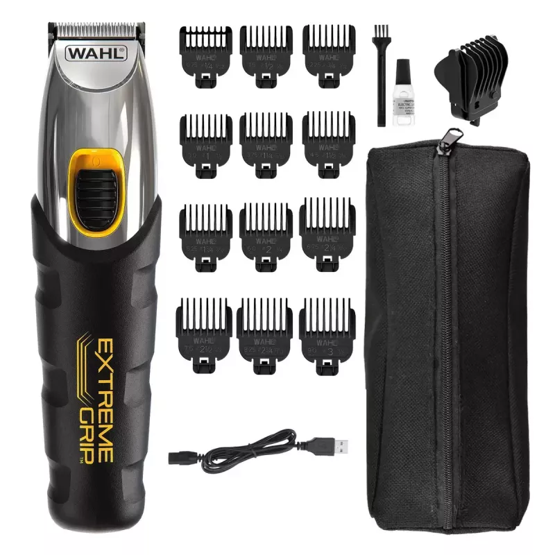 Maszynka do włosów Wahl Extreme Grip AC/Battery, bezprzewodowa, Li‑Ion, 240 min pracy, 12 stopni długości, ostrze ze stali nierdzewnej, szerokość cięcia 3 cm, czarna