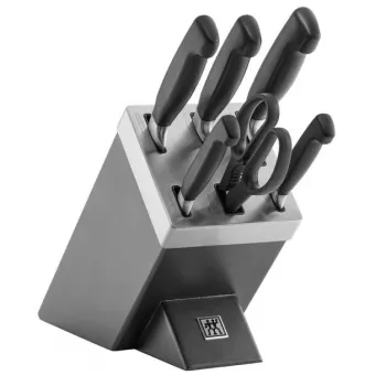 Zestaw noży/bloku na noże ZWILLING 35148-507-0 — 7-elementowy zestaw z nożem szefa kuchni, nożem do chleba, nożem do obierania, nożycami kuchennymi, szarym blokiem