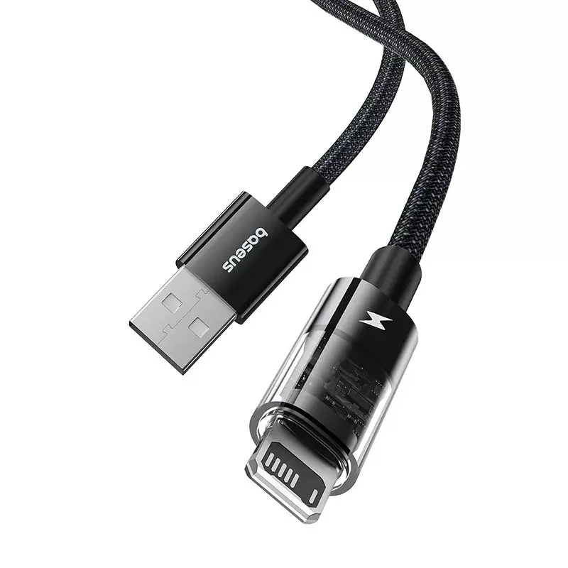 Kabel ładujący USB Baseus Gem P10373003111-00, 1 m, 2,4 A, nylonowy oplot, Lightning, USB-A, czarny