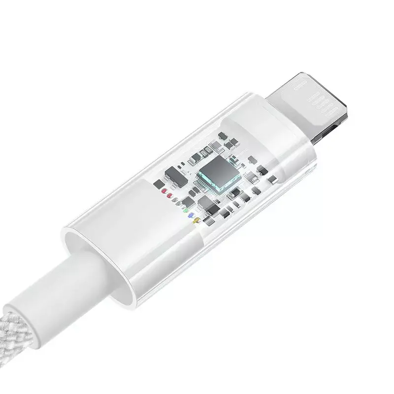 Kabel ładujący USB Baseus Gem P10373003211-00, 1 m, 2.4 A, Lightning/USB-A, biały, nylonowy oplot