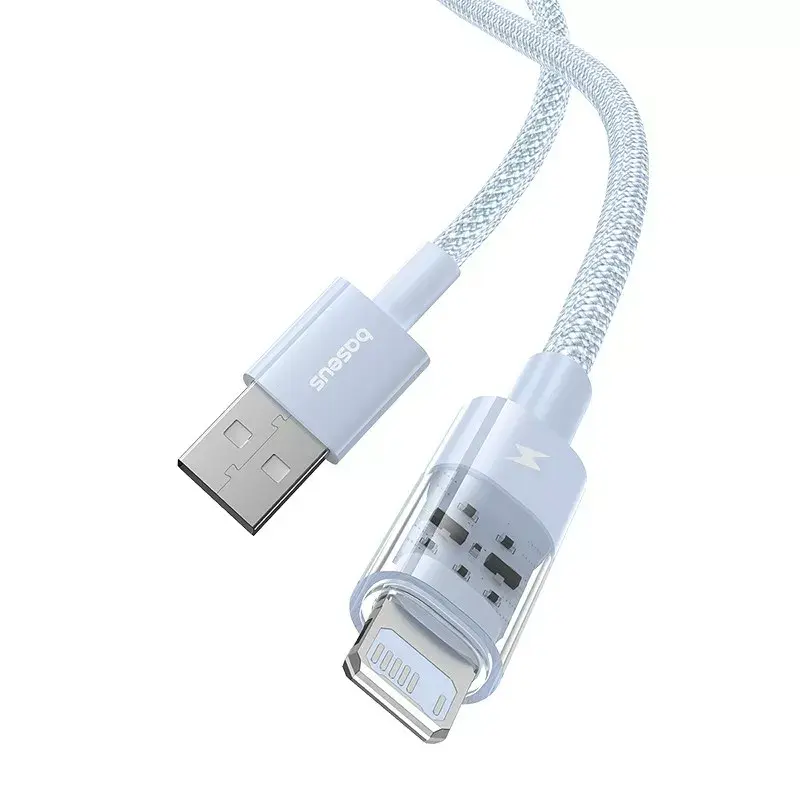 Kabel USB Baseus Gem P10373003311-00 — 1 m, szybkie ładowanie 2,4 A, Lightning/USB-A, niebieski, oplot nylonowy