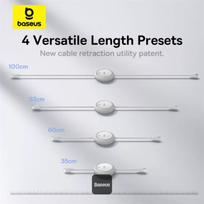 BASEUS Free2pull Rozsuwany Kabel USB-C do Lightning Szybkie Ładowanie 1 M 20 W Biały