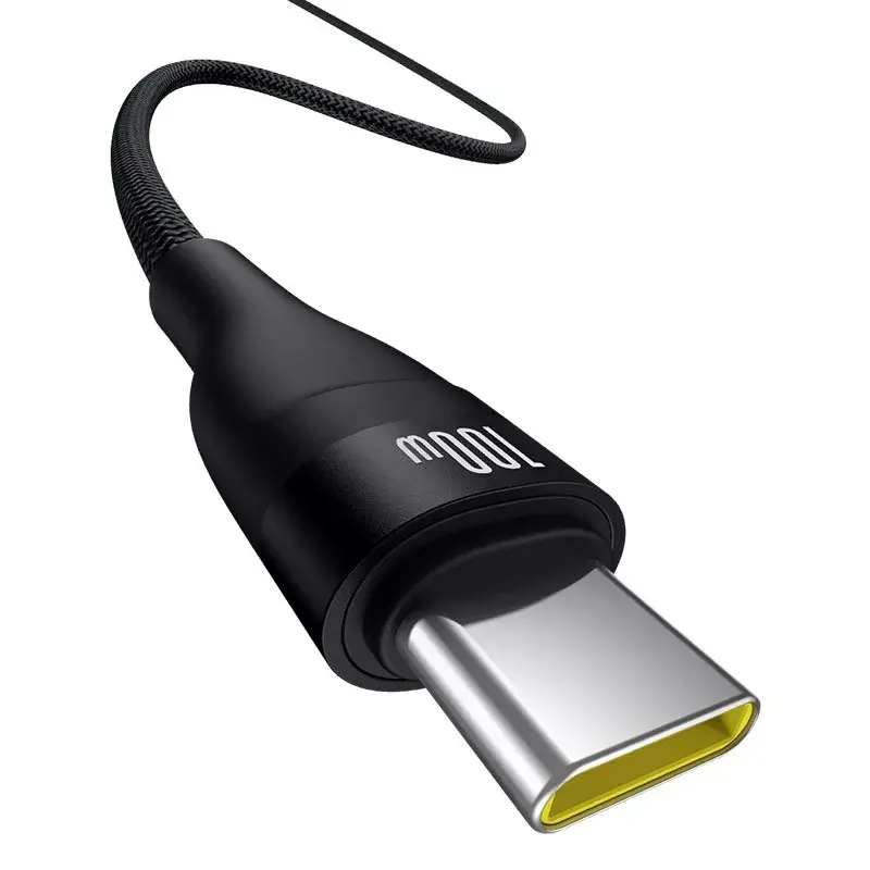Kabel USB A do USB C Baseus Flash 2 1m 100W Czarny, USB PD, 480 Mbps, Nylon