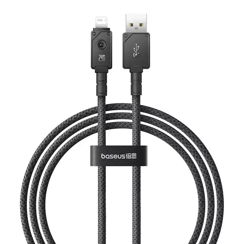 Kabel USB-A do Lightning Baseus P10355802111-00 — 1 m, 5 V/2,4 A, USB PD, włókno aramidowe, czarny