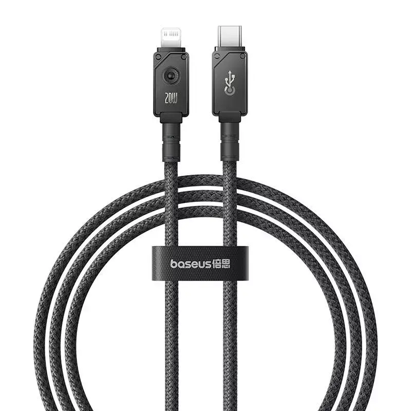 Kabel USB-C na Lightning Baseus Unbreakable 1m 20W — włókno aramidowe, 480 Mbit/s, czarny