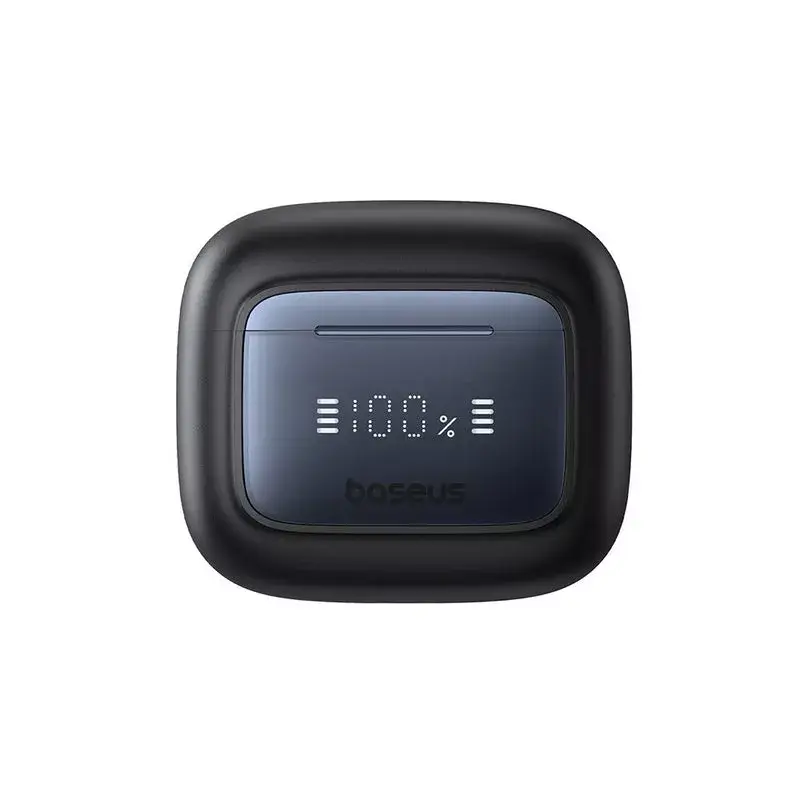 Prawdziwie bezprzewodowy zestaw słuchawkowy douszny Baseus 35 True — Bluetooth 5.3, ANC, 8 godz. odtwarzania (ANC wył.), 65 godz. z etui, etui 800 mAh, USB-C, czarny