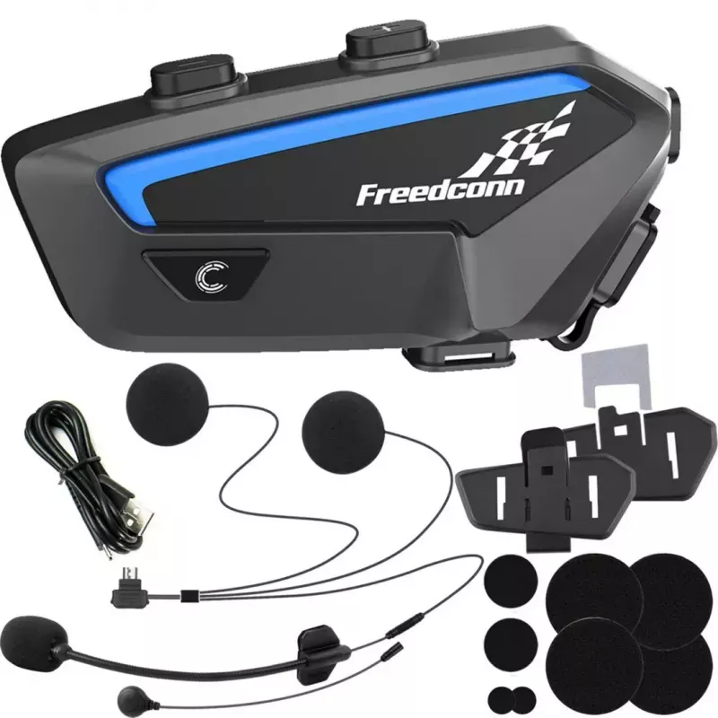 Motorcycle intercom headset FreedConn FX Czarny — Bluetooth 5.0, IP67, range 2000 m, 30 h talk time