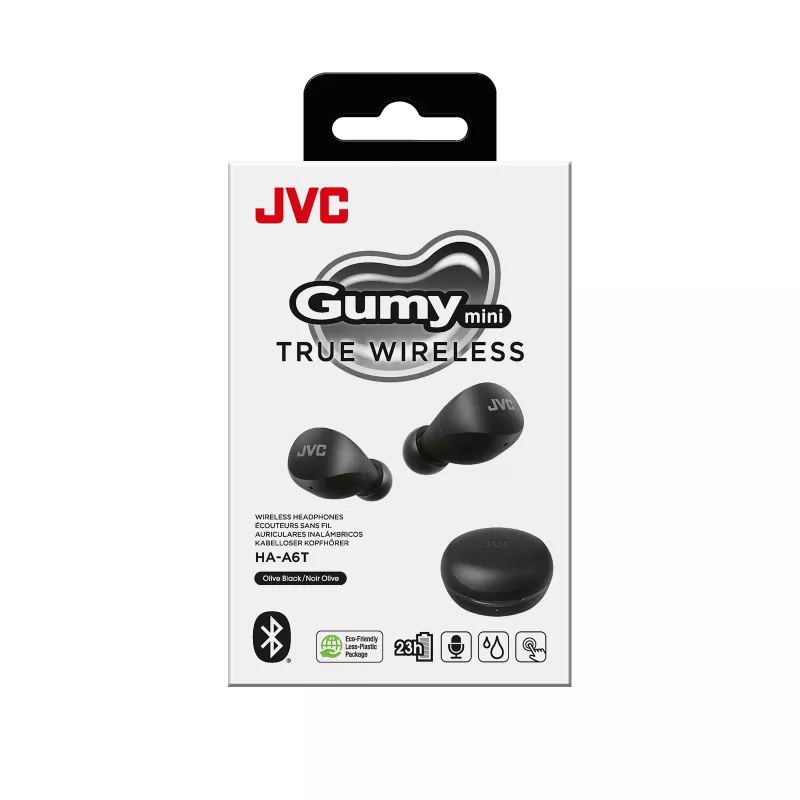 JVC Gumy Mini TWS Czarny, True Wireless Stereo (TWS), 20 - 20000 Hz, Połączenia/Muzyka, 7,6 g, Zestaw słuchawkowy, Czarny