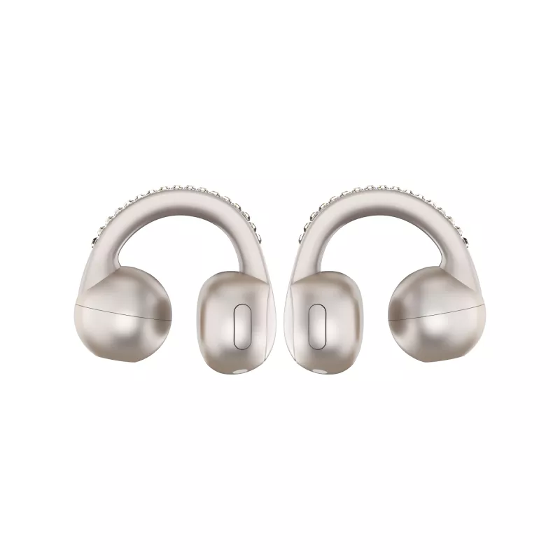 Zestaw słuchawkowy Motorola Moto Buds Loop Bluetooth nauszny na klips, Dolby Atmos, Bluetooth 5.0, ANC, 8 h odtwarzania, etui ładujące 520 mAh, beżowy