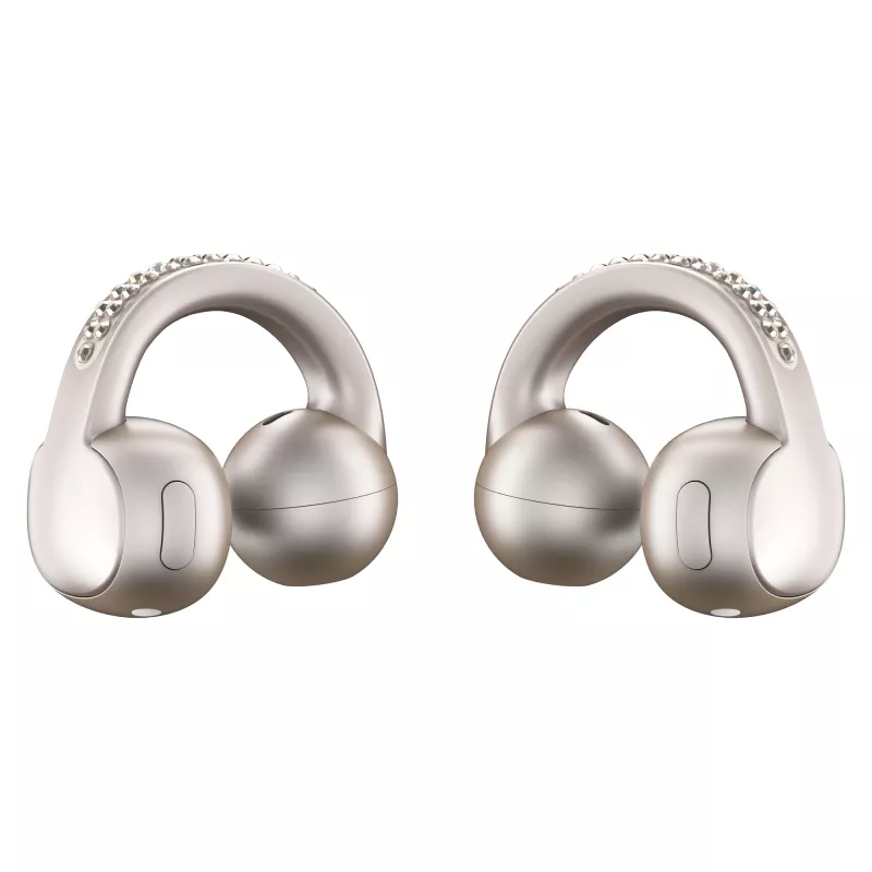Zestaw słuchawkowy Motorola Moto Buds Loop Bluetooth nauszny na klips, Dolby Atmos, Bluetooth 5.0, ANC, 8 h odtwarzania, etui ładujące 520 mAh, beżowy