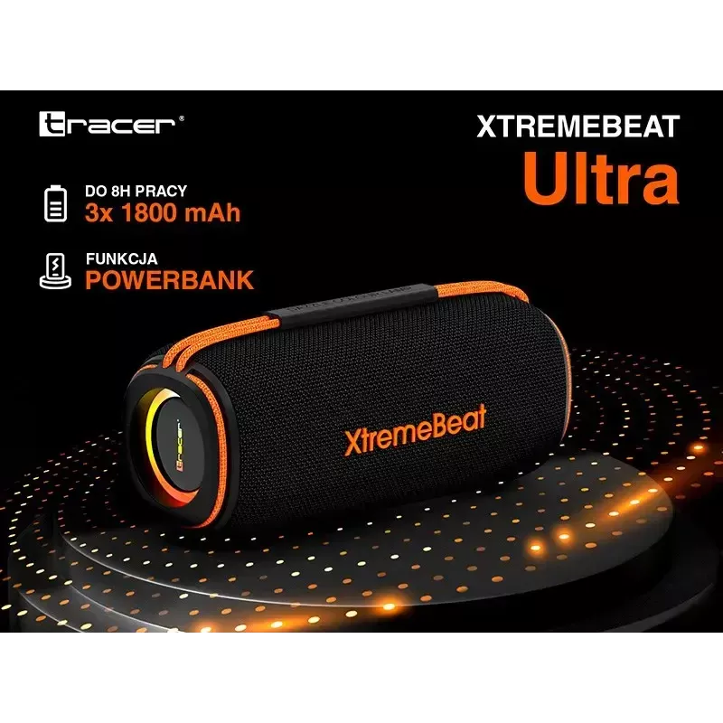 Przenośny głośnik stereo TRACER XtraVox XL TWS BT RGB — 25 W RMS, IPX6, Bluetooth 5.3, AUX, USB-A