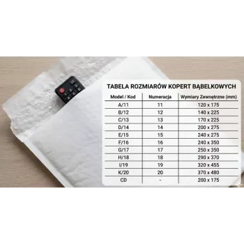 Koperta bąbelkowa BSTech K20 — 370 x 480 mm, 50 szt., wyściełana ochronna koperta wysyłkowa