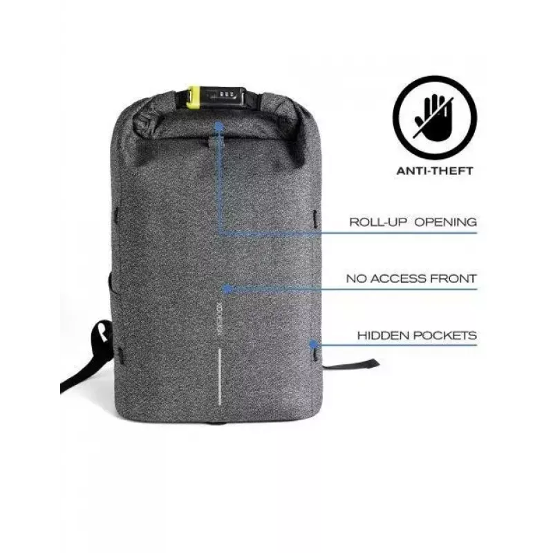 Plecak casual XDDESIGN Urban szary Fabric — 27 l, wodoodporny, komora na laptop 15,6 cala, zamek TSA