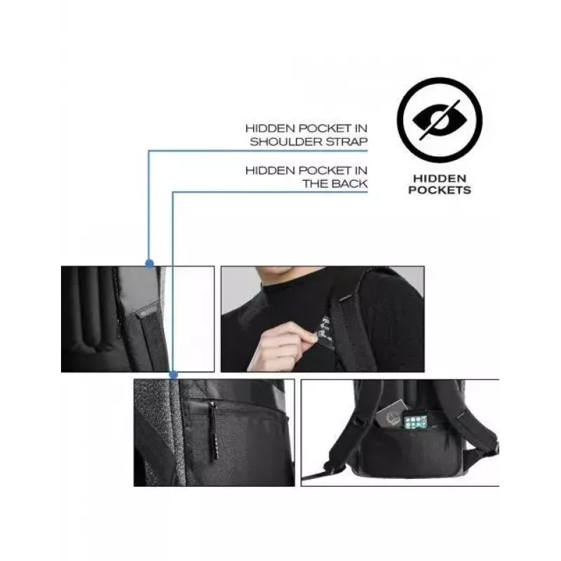 Plecak casual XDDESIGN Urban szary Fabric — 27 l, wodoodporny, komora na laptop 15,6 cala, zamek TSA