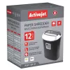 Niszczarka papieru ActiveJet ASH-1201D, cięcie paskowe 5 x 38 mm, wejście 22 cm, pojemność 12 arkuszy, kosz 25 L, P-3, czarna