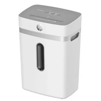 Niszczarka HP OneShred 12CC cięcie cząsteczkowe P-4 pojemność 12 arkuszy szerokość 22 cm kosz 23 L 4×35 mm 65 dB Biała