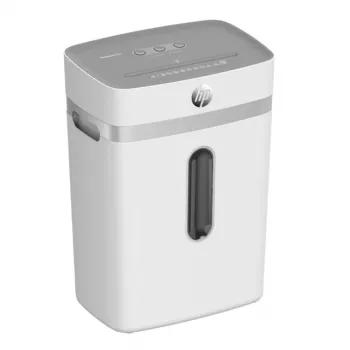 Niszczarka HP OneShred 12CC cięcie cząsteczkowe P-4 pojemność 12 arkuszy szerokość 22 cm kosz 23 L 4×35 mm 65 dB Biała