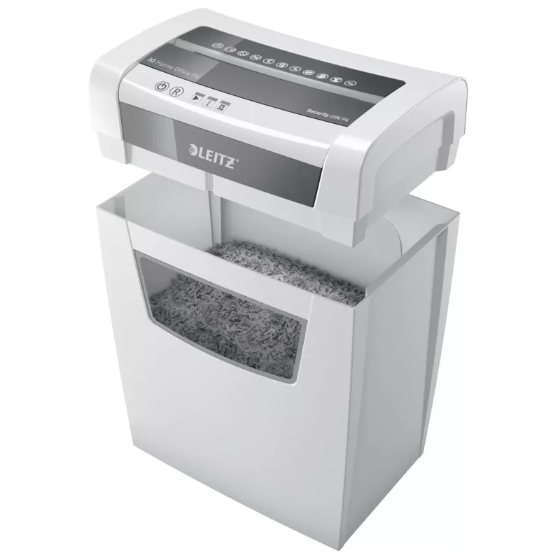 Leitz IQ Home Office Niszczarka do papieru P4, cięcie na cząsteczki, 22 cm, 4 x 28 mm, 23 l, 225 arkuszy, 58 dB