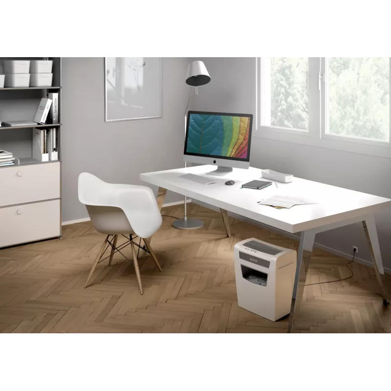 Leitz IQ Home Office Niszczarka do papieru P4, cięcie na cząsteczki, 22 cm, 4 x 28 mm, 23 l, 225 arkuszy, 58 dB