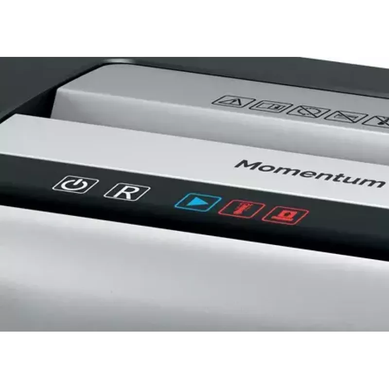 Niszczarka papieru REXEL Momentum X410 — ścinki cząsteczkowe P-4, 4 x 28 mm, pojemność 10 arkuszy, kosz 23 l, mechanizm przeciwzatarciowy
