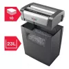 Niszczarka papieru REXEL Momentum X410 — ścinki cząsteczkowe P-4, 4 x 28 mm, pojemność 10 arkuszy, kosz 23 l, mechanizm przeciwzatarciowy